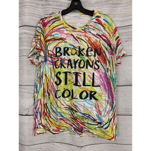 Broken Crayons Still Color Graphic T-Shirt Size L